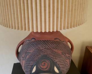 Large Mid-Century Clay Lamp