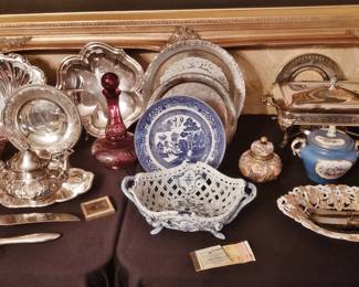 Misc. Silverplate, Sterling, Sevres and Meissen pieces