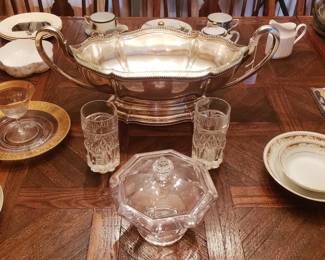 Large Antique Silverplate Center Bow, engraved, from the Collection of Kathleen Hughes