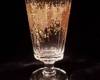 Antique Gold Decorated Stemmed Crystal Cup