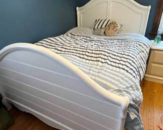 Painted white queen bed frame and mattress set.....