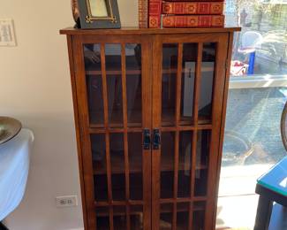 Mission style bookcase with glass doors