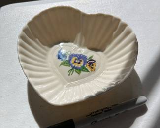 Belleek heart shaped trinket dish