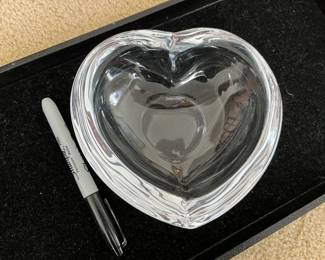 Orrefors crystal heart shaped bowl