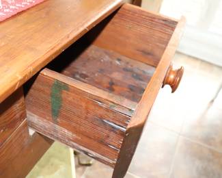 Antique Huntboard 2 Drawer Yellow Pine Console
