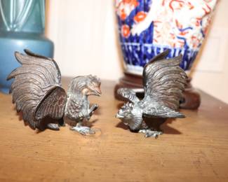 Brass Fighting Roosters