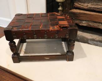 Rustic Braided Leather Footstool