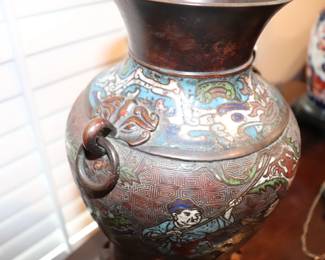 Chinese Cloisonne Vase with Ring Handles