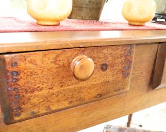Antique Huntboard 2 Drawer Yellow Pine Console