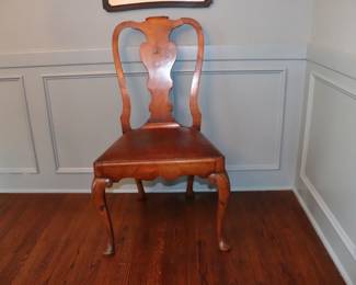 Antique Georgian English c.1900 Set of 8 Dining Chairs, Six Side Chairs and Two Arm Chairs with Upholstered Slip Seats.