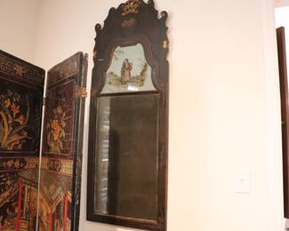 Antique ENGLISH JAPANNED WALL MIRROR