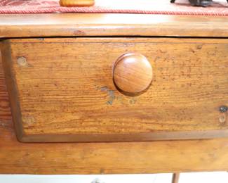 Antique Huntboard 2 Drawer Yellow Pine Console