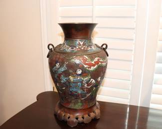 Chinese Cloisonne Vase with Ring Handles