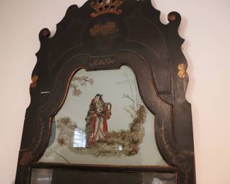 Antique ENGLISH JAPANNED WALL MIRROR