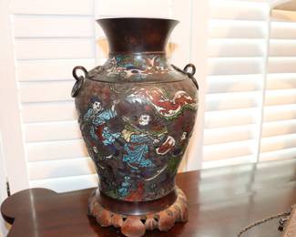 Chinese Cloisonne Vase with Ring Handles