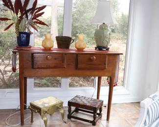 19th Century Antique Huntboard 2 Drawer Yellow Pine Console