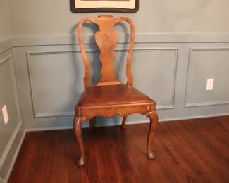 Antique Georgian English c.1900 Set of 8 Dining Chairs, Six Side Chairs and Two Arm Chairs with Upholstered Slip Seats.