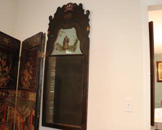 Antique ENGLISH JAPANNED WALL MIRROR