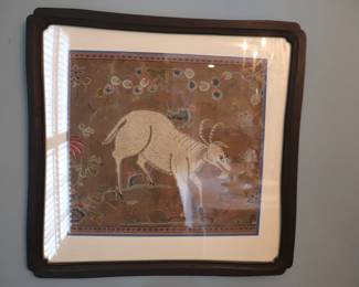 Antique Asian Beaded Embroidery Needlework Panel