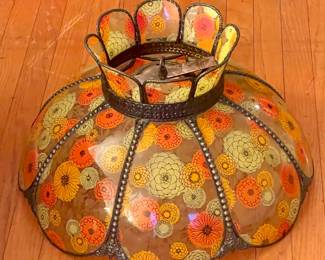 Slag Glass Floral Vintage Lamp