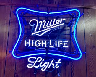 Neon Miller beer sign (flashes red and blue)