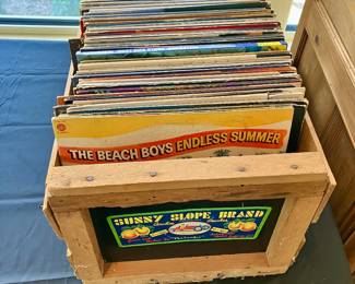 Crate full of 1960’s - 1980’s rock records