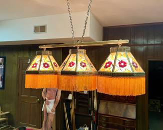 Original 1960’s stained glass pool hall light fixture 