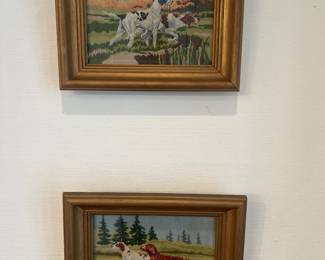 Needlepoint dogs framed