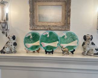 Staffordshire dogs, Majolica plates, 1840 J.M.W. Turner watercolor print