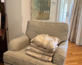 Blue swivel armchair