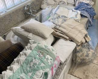 Quilts, bedding, drapes, pillows