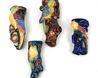 Vtg Bird Wall Pocket Vases 