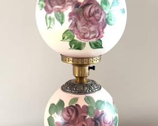 Hand Painted Double Hurricane Lamp 