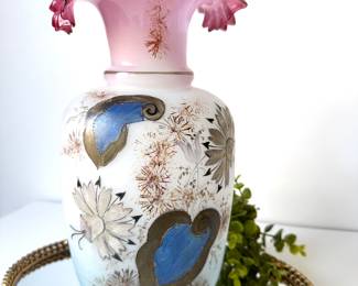 Antique Blown Ruffles Glass Vase 
