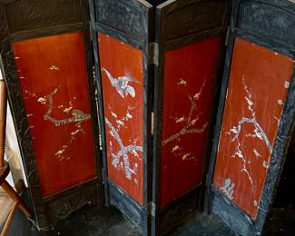 Asian Wood + Mother of Pearl Inlay Fireplace screen