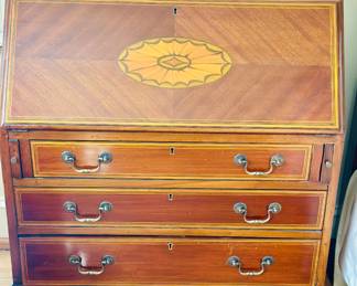 Georgian style inlaid drop front desk