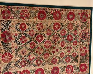 Bukhara Silk and Linen Embroidered Suzani. Late 19th/Early 20th Century.