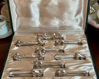 Collection of vintage knife rests with animal figures by Francois Frionnett 