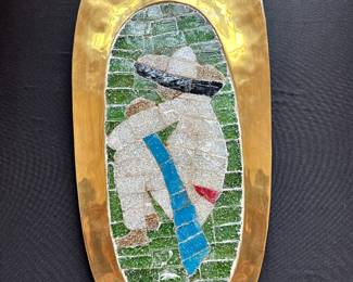 MCM Salvador Teran style brass mosaic tray