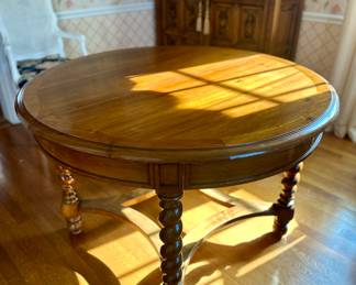 Vintage Round Dining Table with two leaves & pads.   