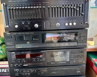JVC CD Charger and Cassette Deck, Yamaha Tuner and Amplifier 