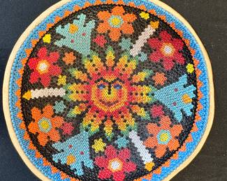 Dried gourd with beaded lining