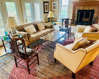 Indian Bijar Design (18’4” x 12’); E.J. Victor sofa and chairs