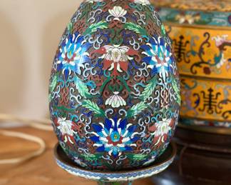 Cloisonne egg with stand