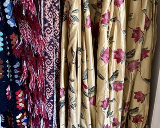 Embroidered silk curtain panels