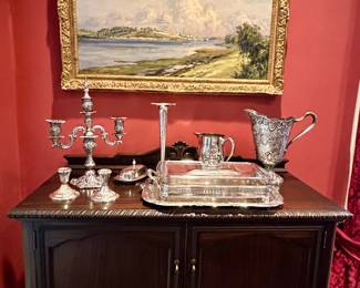 art by Andre Dauchez; 19th c. Chippendale small buffet