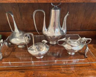 Castor-Cooper Mid Century Modern tea set with tray. Signed numbered 122/ 500 - phenomenal set!