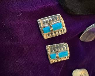 Turquoise and sterling silver earrings from Santa Fe