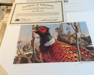 Collectible Bird Wildlife Prints COAs