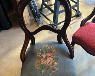 Victorian Chairs Armless Balloon Parlor Pair